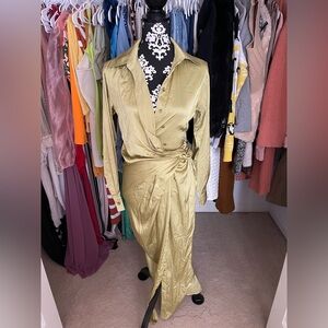 Fashion Nova Chic Olive Long Sleeve Dress